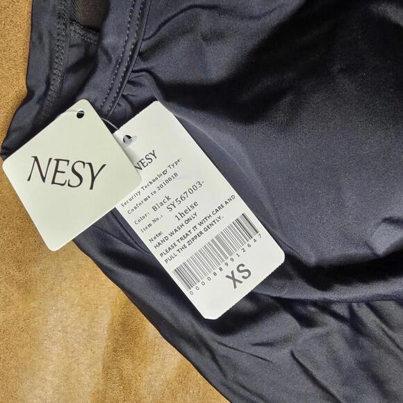 Nesy Black Long Sleeve Ruched swimsuit XS - Picture 3 of 5